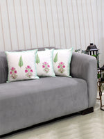 Garden Bloom Floral Block Print Cushion Cover-Set of 5-Mint Green