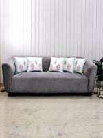 Garden Bloom Floral Block Print Cushion Cover-Set of 5-Mint Green