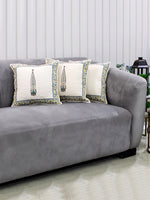 Indigo Buta Heritage Quilted Cushion Cover-Set of 5-Sea Green