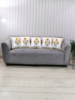 Handcrafted Marigold Floral Cushion Cover Set of 5-Marigold
