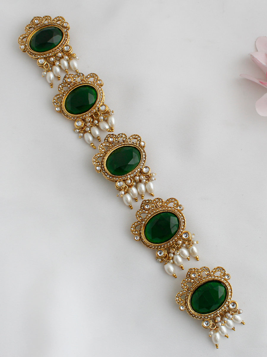 Ritvika Hair Accessory / Braid Pin Set-Green 