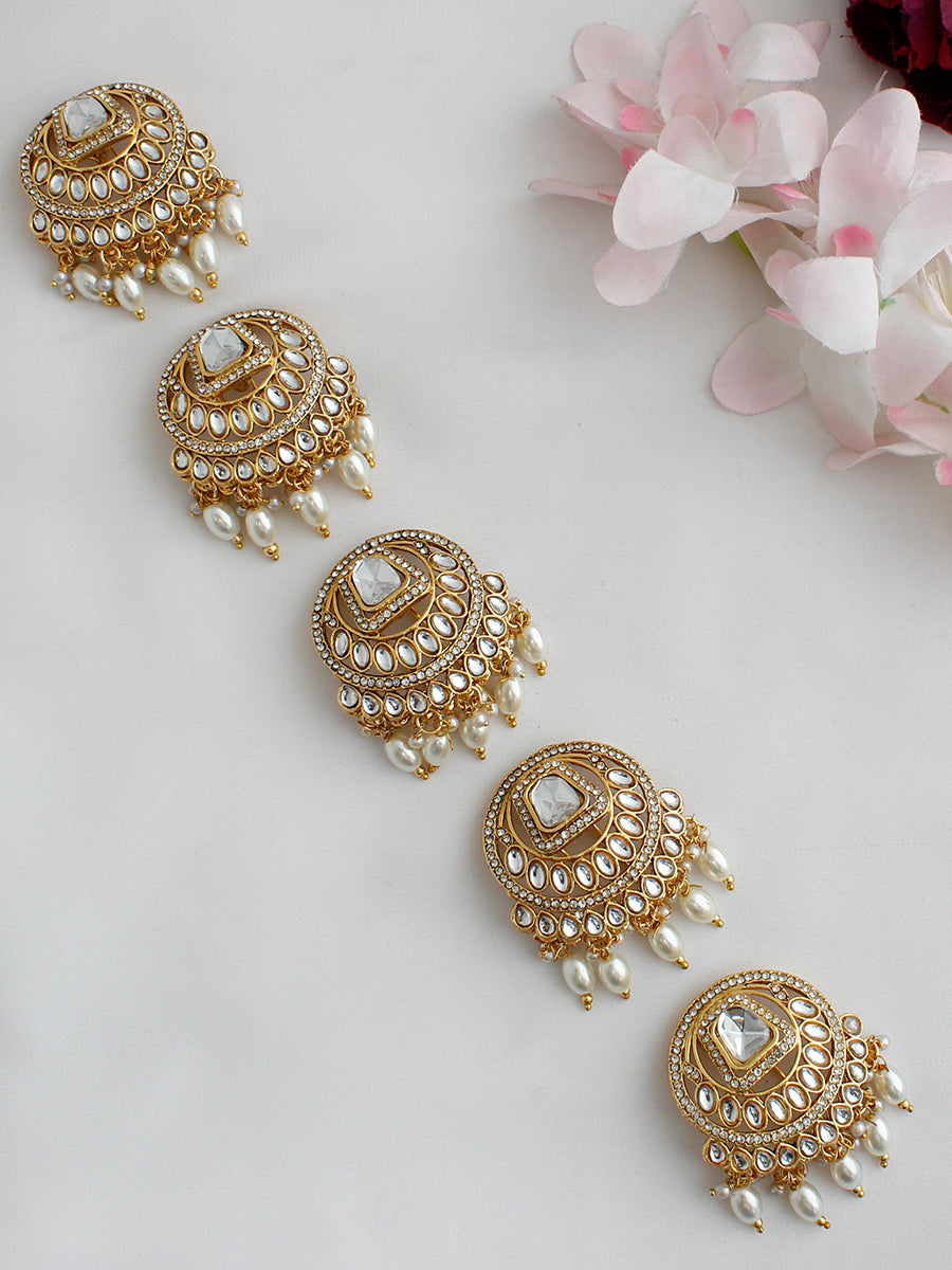 Ubika Hair Accerory / Braid Pin set Kundan Hair Jewelry for South Asian Brides-Gold