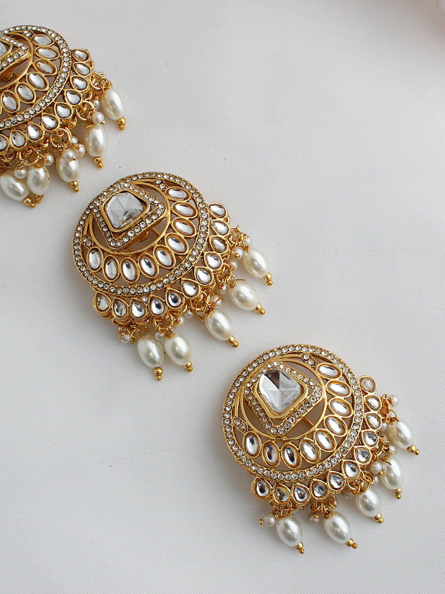 Ubika Hair Accerory / Braid Pin set Kundan Hair Jewelry for South Asian Brides-Gold