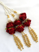 Avneet Floral Paranda Punjabi Wedding Hair Accessory with Worldwide Delivery-Maroon