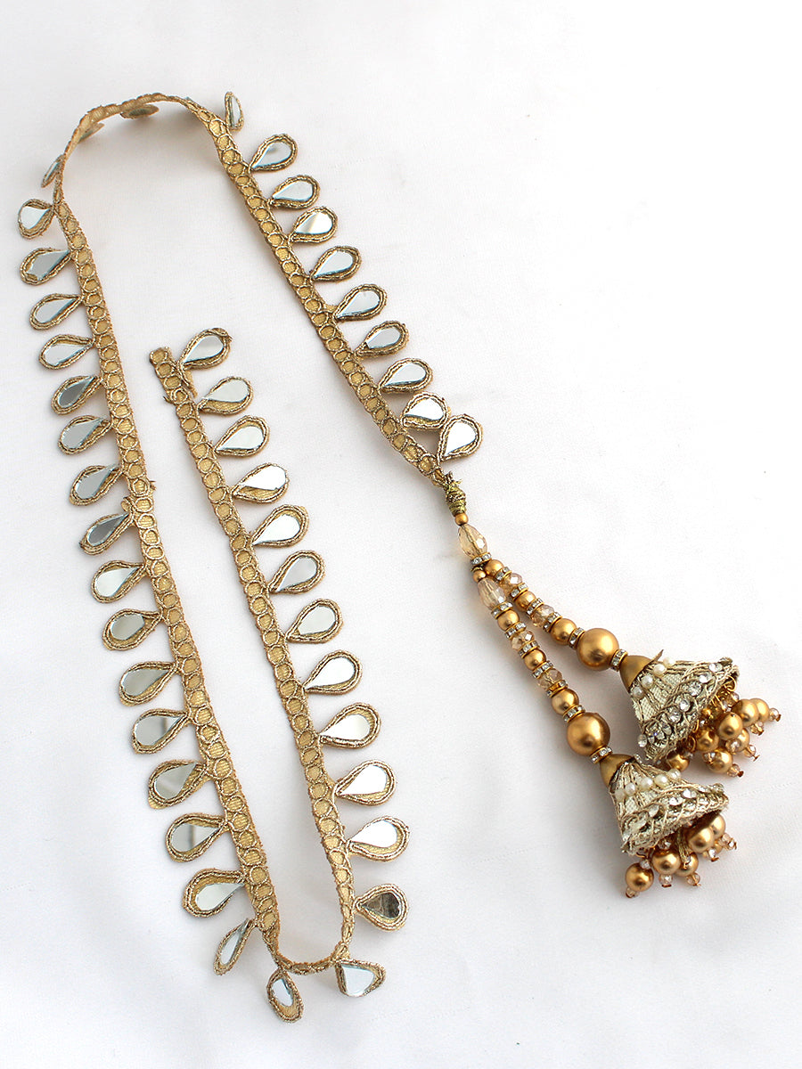 Avira Parandi Paranda Handmade Indian Parandi for Mehndi Functions-Gold
