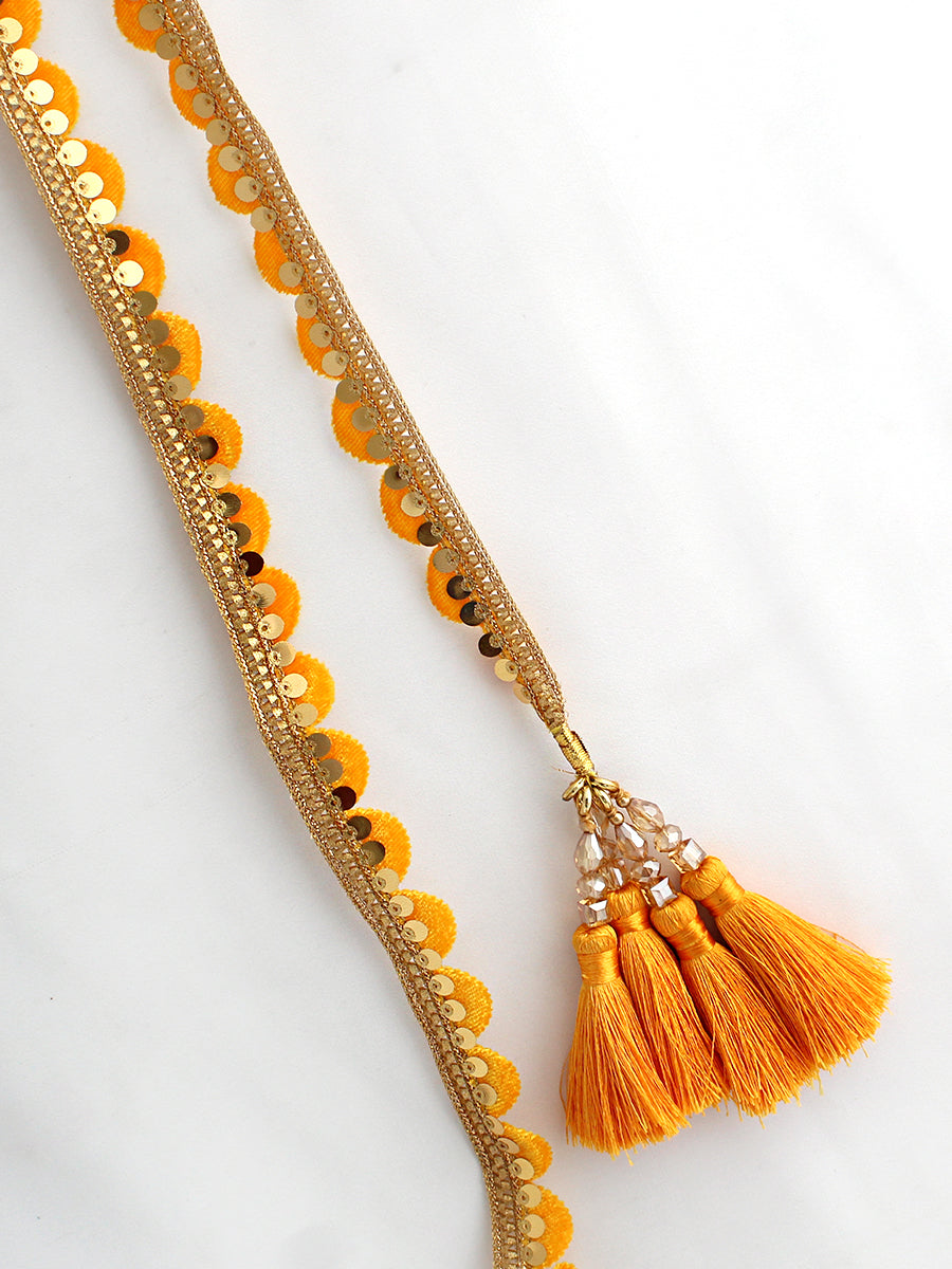Anandi Warp Parandi / Paranda Indian Hair Parandi with Fast International Shipping-Marigold