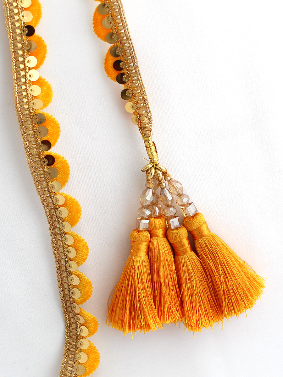Anandi Warp Parandi / Paranda Indian Hair Parandi with Fast International Shipping-Marigold