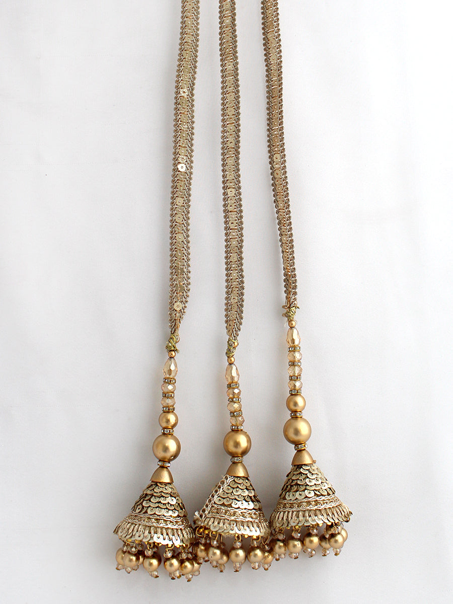 Savira Parandi / Paranda Handmade Bridal Parandi for Mehndi & Sangeet-Antique Gold