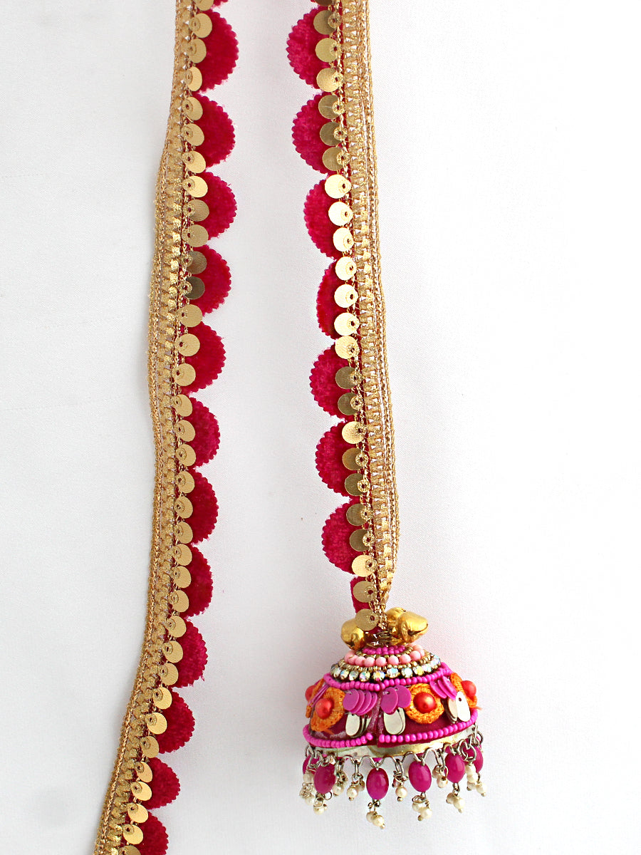 Roshini Warp Paranda Decorative Punjabi Parandi for Festive Styling-Hot Pink