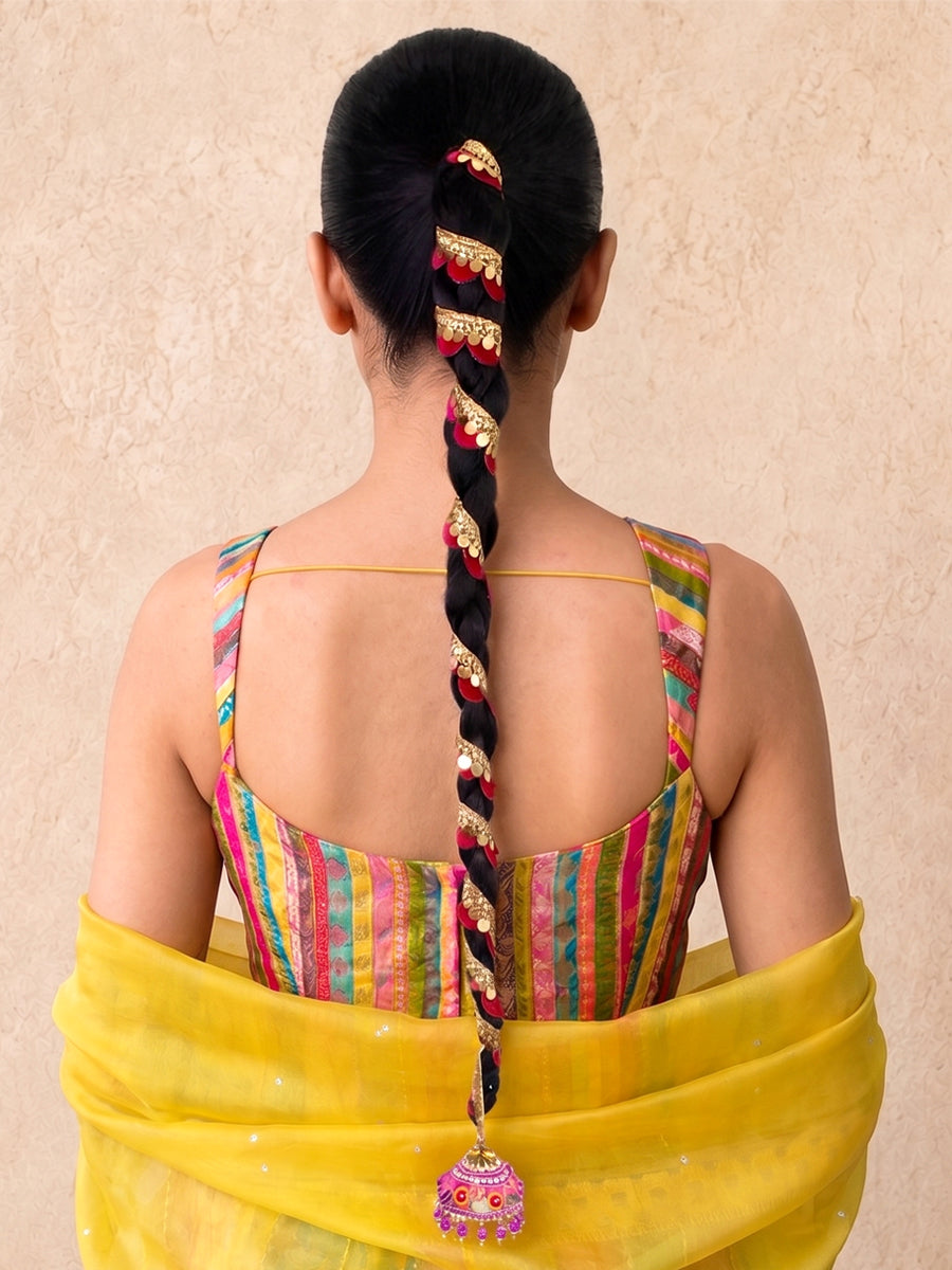 Roshini Warp Paranda Decorative Punjabi Parandi for Festive Styling-Hot Pink