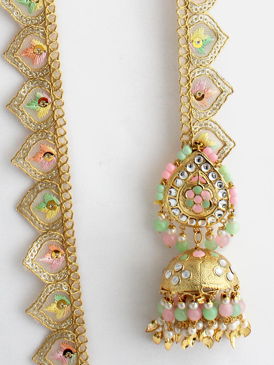 Eknoor Wrap Paranda Punjabi Wedding Hair Accessory with Worldwide Delivery-Pastel Pink / Mint Green
