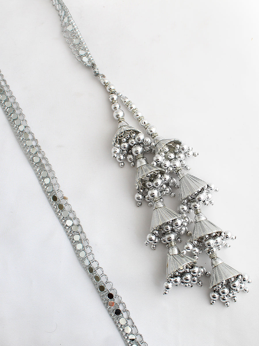 Avleen Warp Parandi / Paranda Silver Tassel Parandi for South Asian Brides