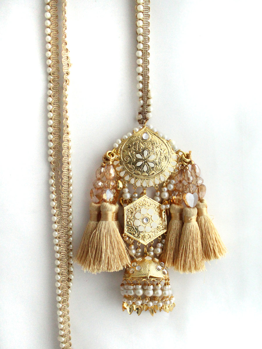 Ayesha Warp Paranda Traditional Punjabi Hair Parandi for Weddings-Gold