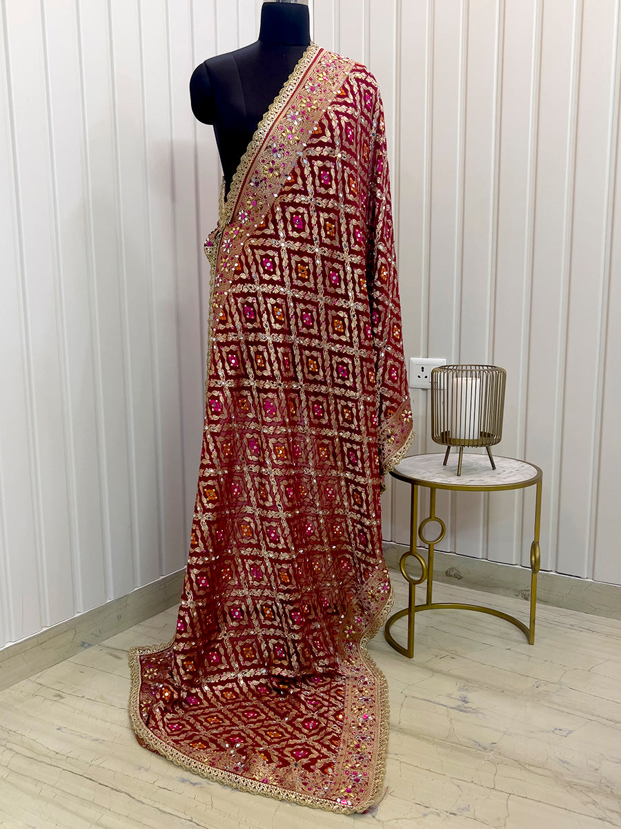Keesha Dupatta - Maroon