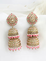 Poorva Jhumki Earrings-Pastel Pink