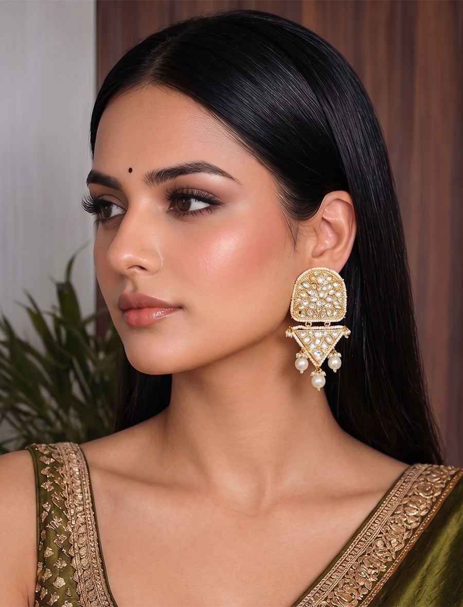 Dhruvi Earrings-White