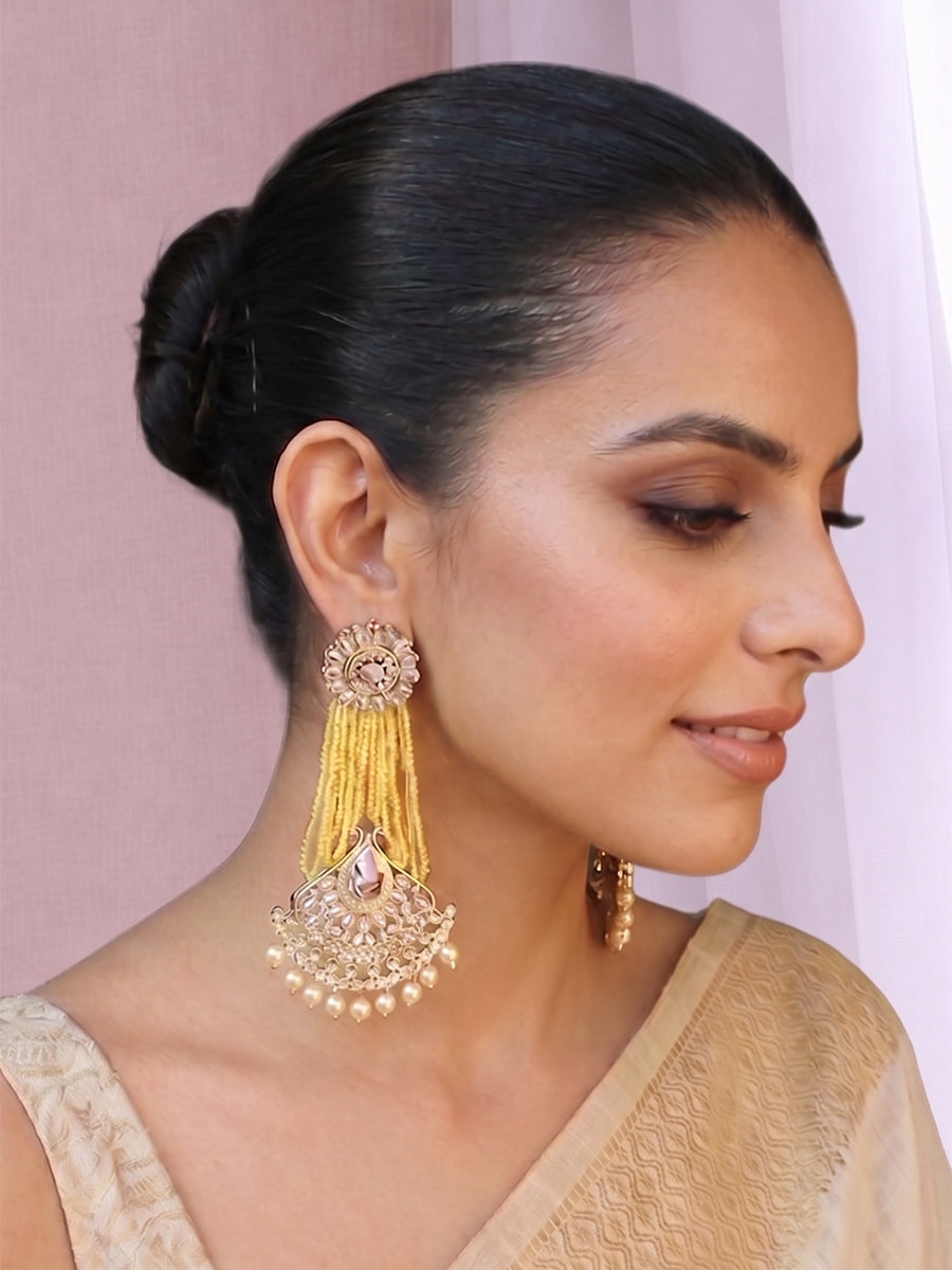 Diya Earrings-Yellow