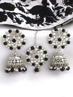 Ziya Mirror Earrings & Tikka-Black