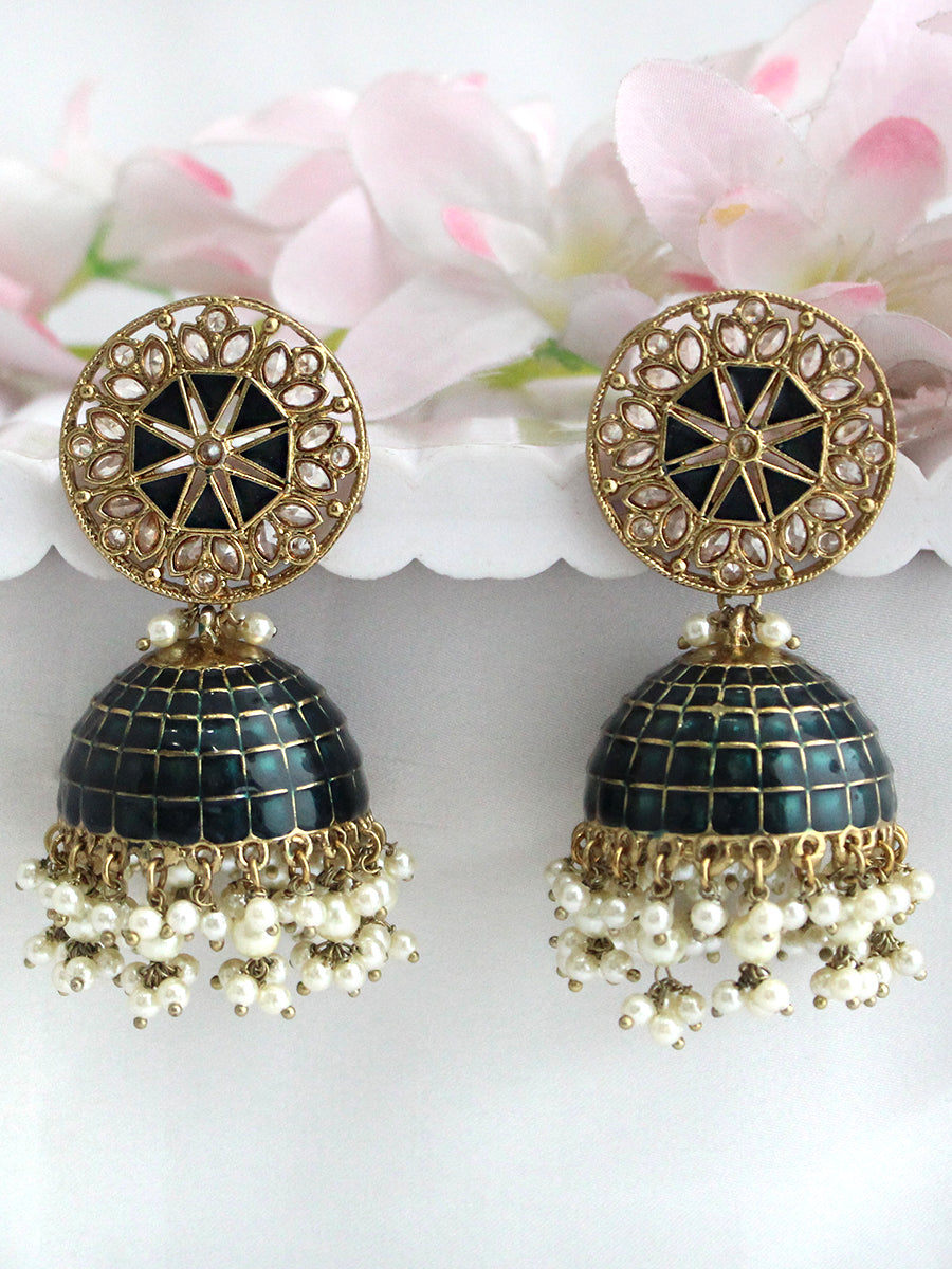 Heena Earrings-Navy Blue