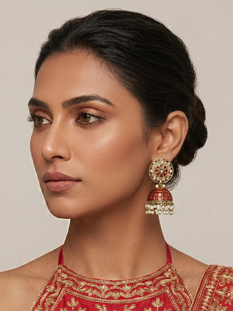 Heena Earrings-Maroon