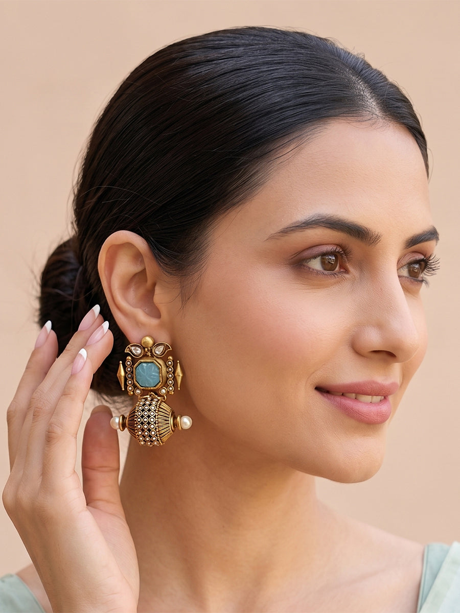 Rituja Earrings-Aqua