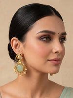 Kiran Earrings - Gold / Mint Green