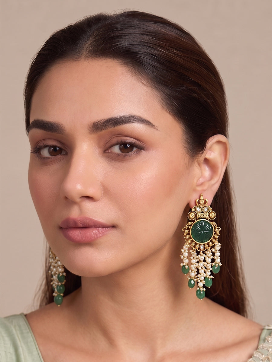 Mauni Earrings - Gold / Green