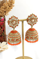 Suhair Jhumki Earrings-Orange