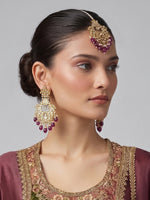 Erum Earrings & Tikka Set- Purple
