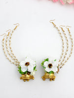 Akansha Floral Jhumki Earrrings-white