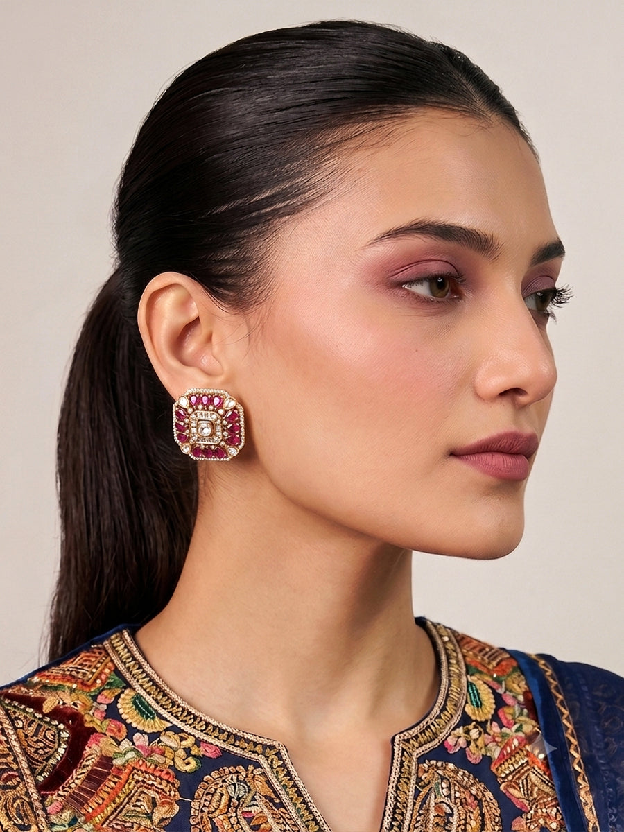 Udvi Stud Earrings-Ruby