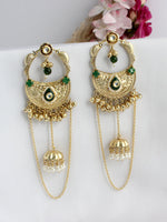 Adwita Long Earrings-Green