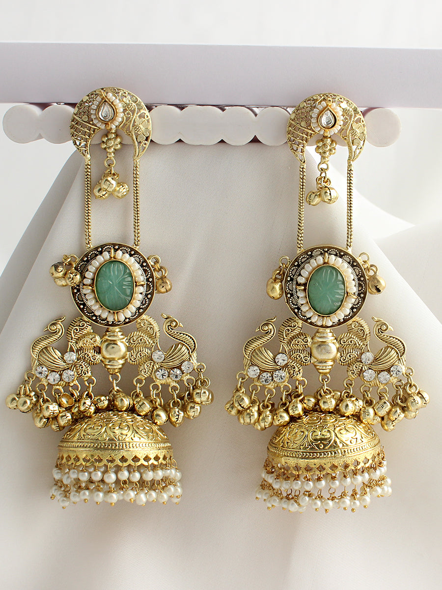 Rimaya Long Jhumka / Jhumki Earrings-Mint Green