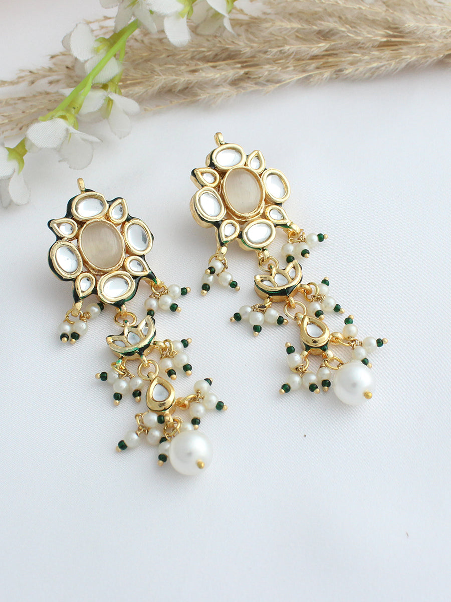 Pavitra Kundan Earrings-Ivory
