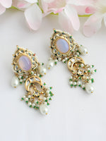 Nabhya Kundan Long Earrings-Moon Stone