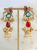 Shampa Long Jhumki Earrings-Maroon