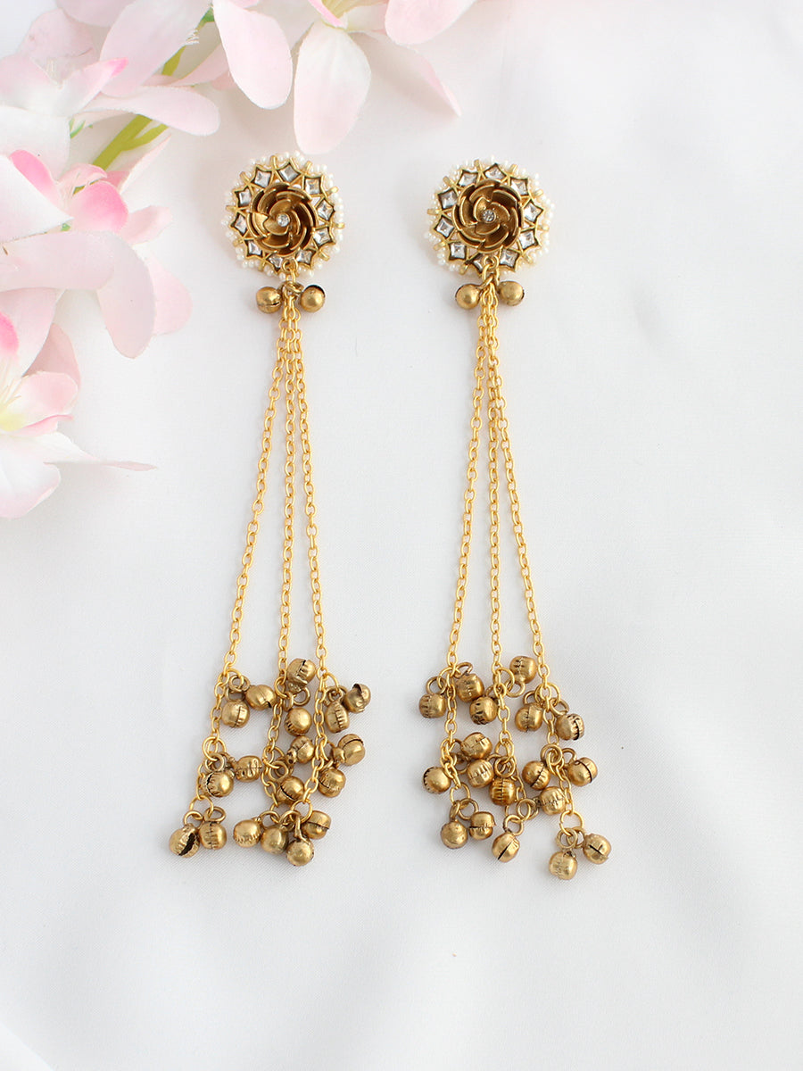 Atishi Long Earrings-White