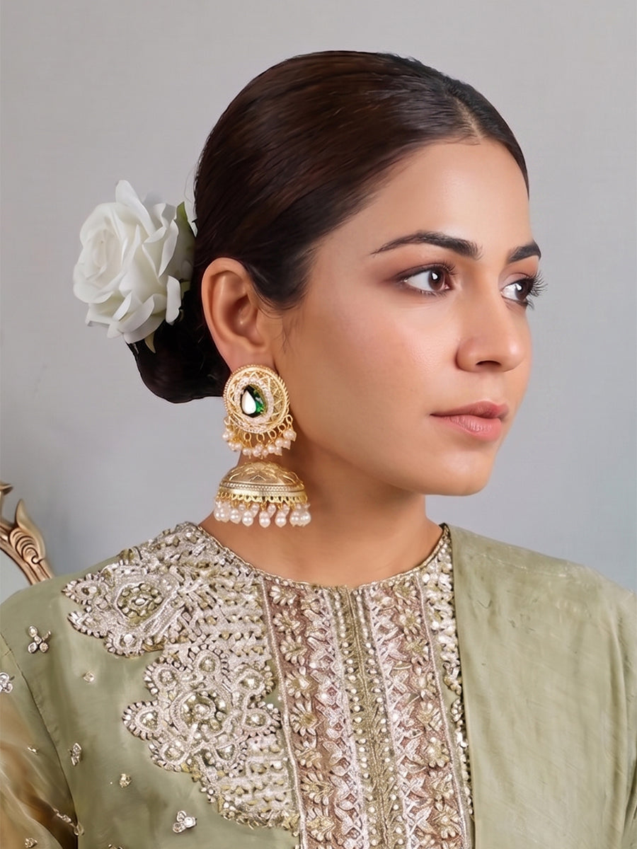 Chitrakshi Jhumka / Jhumki Earrings-Green