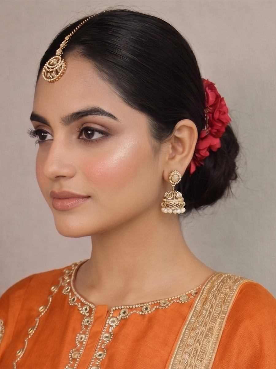 Lavika Earrings & Tikka-Gold