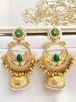 Anshula Long Jhumki Earrings-Green
