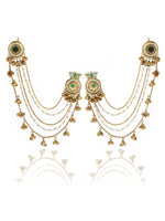 Pranali Stud Earrings with Earchain-Green