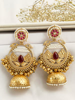 Anshula Long Jhumki Earrings-maroon