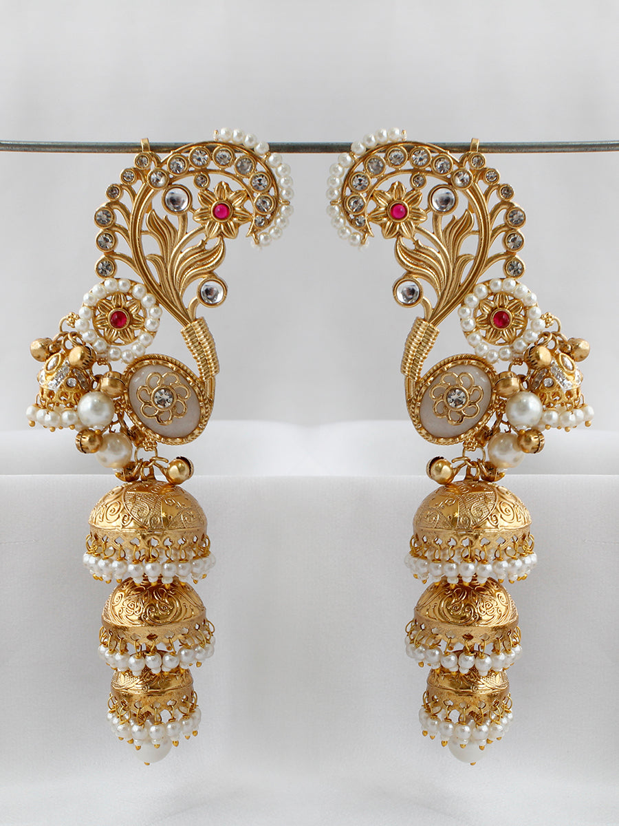 Flaguni Kanphool Earrings-Ivory