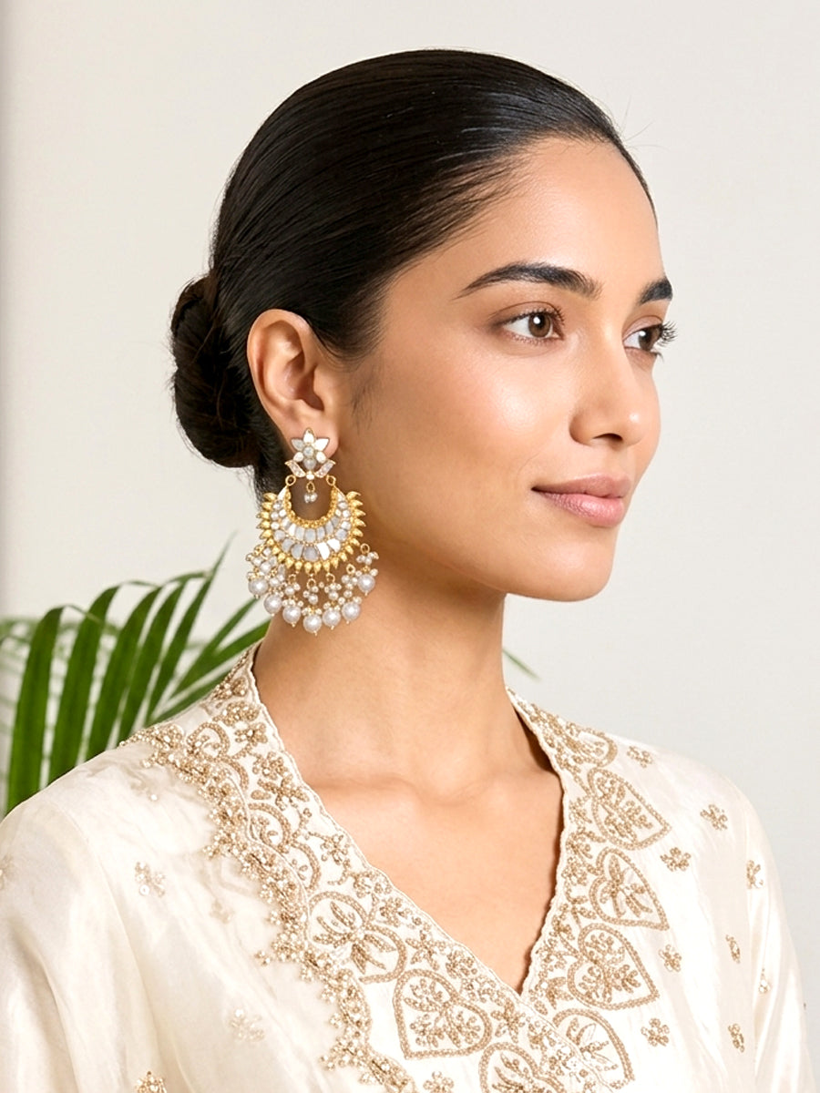 Shibani Chandbali Earrings-Ivory