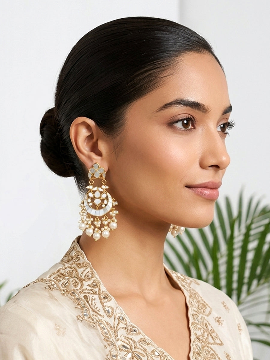 Nancy Chandbali Earrings-Pearl