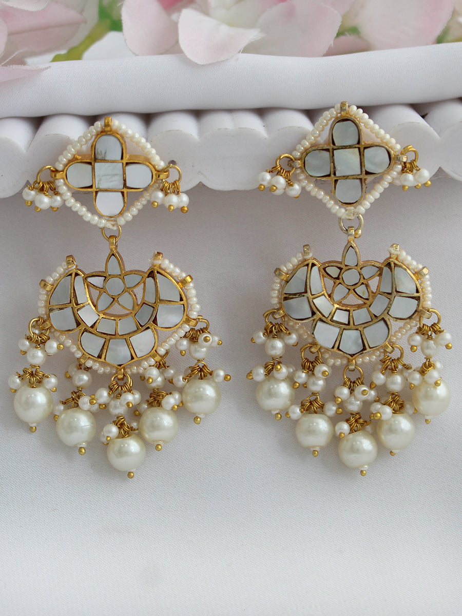 Ashvika Chandbali Earrings-Ivory