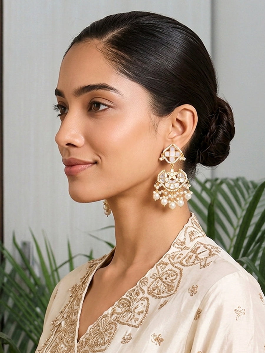 Ashvika Chandbali Earrings-Ivory