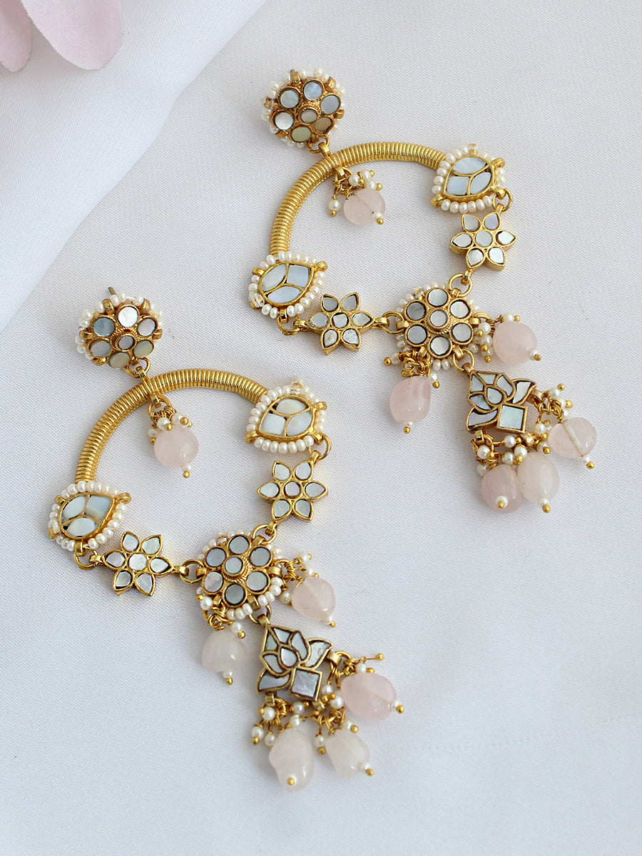 Abhika Chandbali Earrings-Pastel Pink