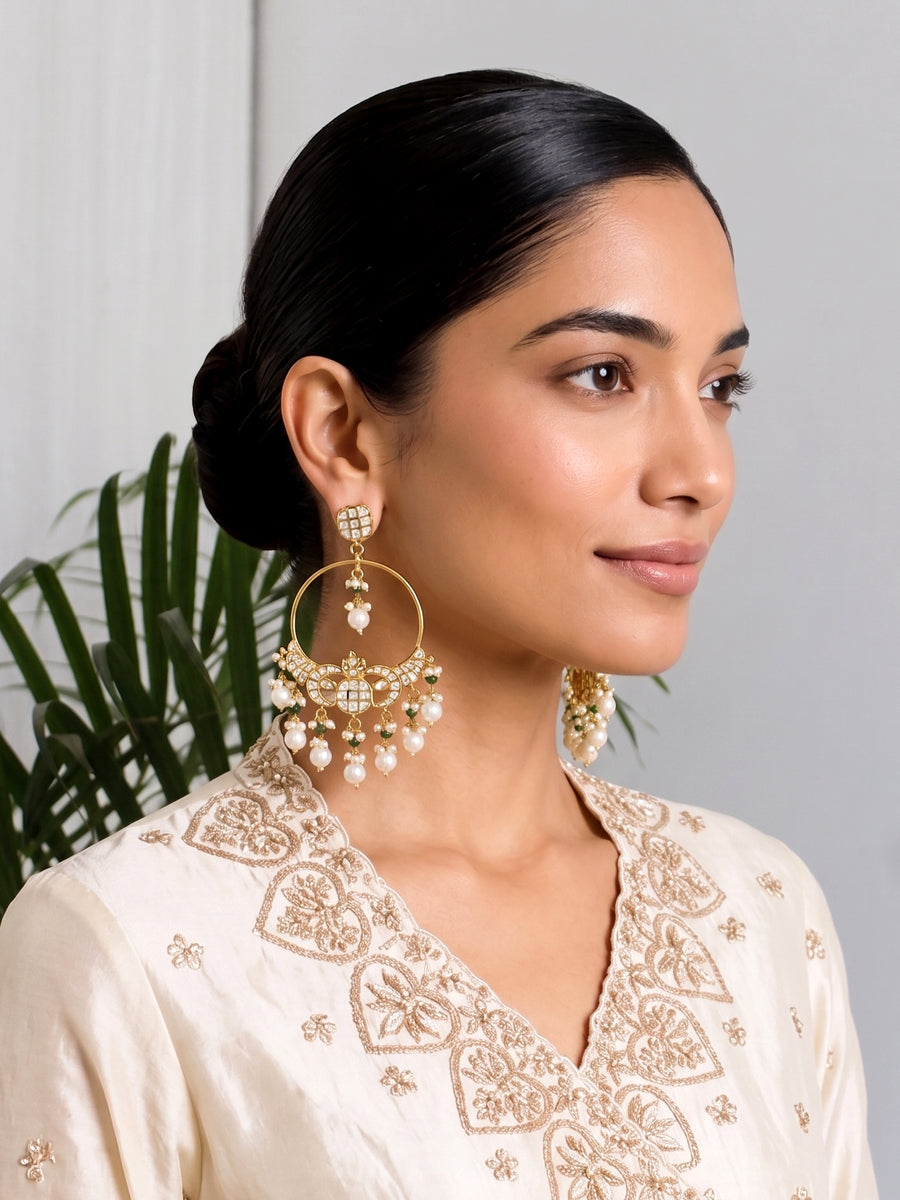 Ritanya Chandbali Earrings-Ivory