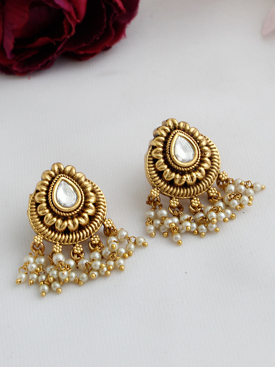 Anandita Stud Earrings Indian Earrings with Fast Worldwide Shipping-Gold